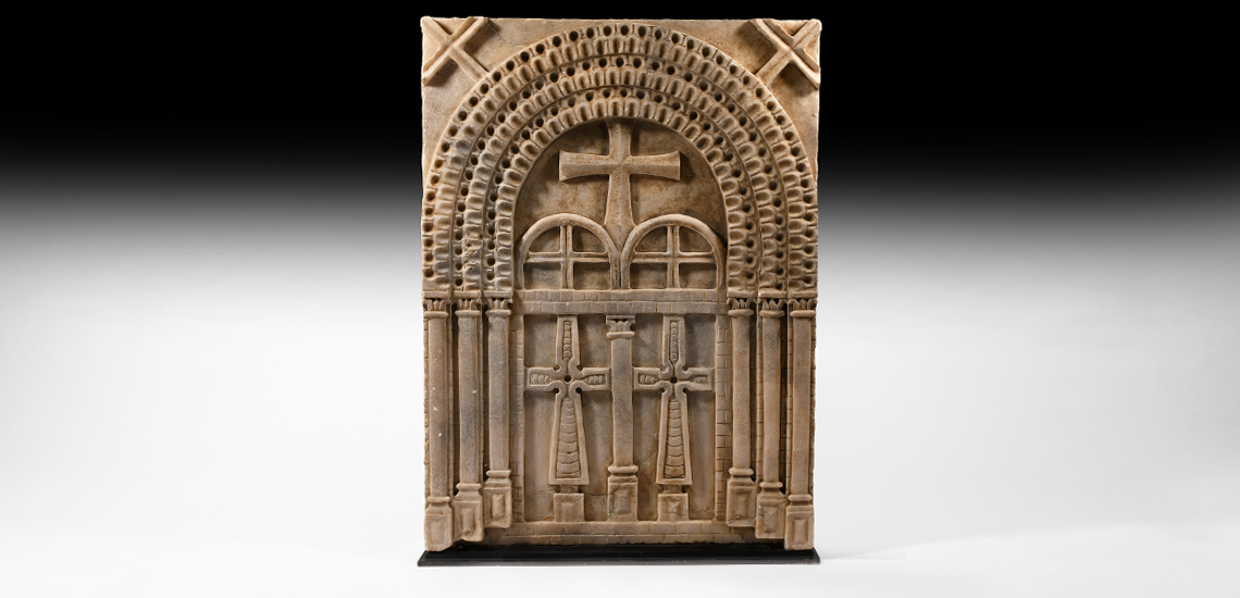 Byzantine Marble Relief with Architectural Facade